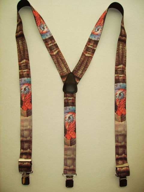 WILD LIFE TURKEY "Y" Style 1 1/2" X 48" long. All Straps are stretchable Cotton/Polyester Hand Washable-Hang to Dry Material with Real Leather Patch, 3 Strong  1" x 1" Stainless Steel Grips and Two Secure Stainless Steel Adjusters.  Fits 4' 8" to 6' 2"  Average Build. Y-UB420N48WLTK